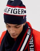 Tommy Hilfiger Logo Knitted Beanie In Navy - Navy
