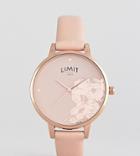 Limit Lace Detail Faux Leather Watch In Pink - Gray
