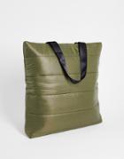 Svnx Nylon Padded Tote Bag In Khaki-green
