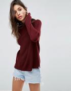 Asos Ultimate Chunky Sweater With Slouchy High Neck - Red