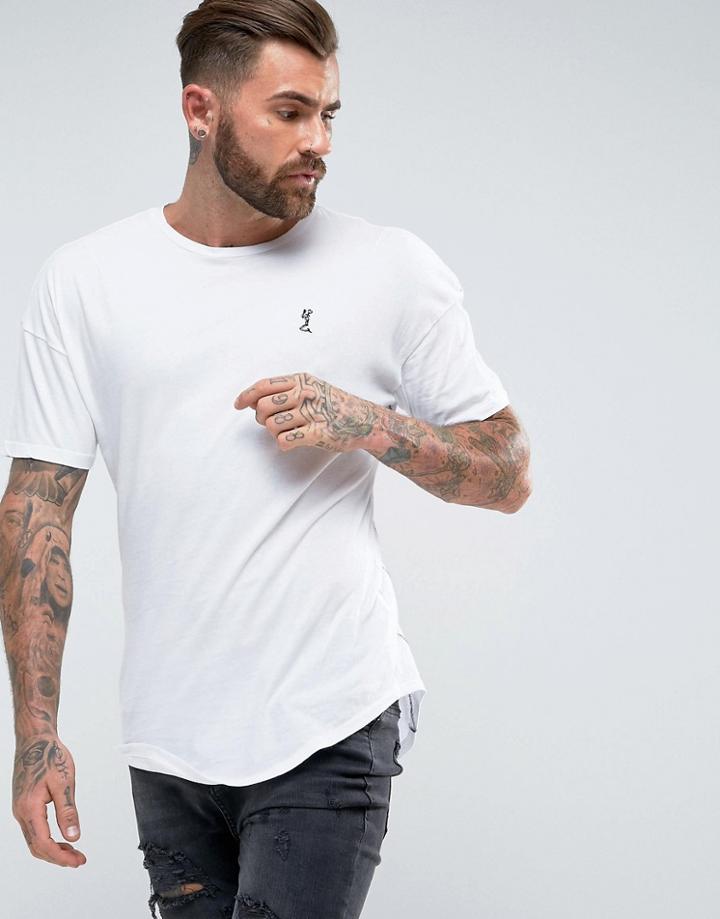 Religion Longline Curved Hem T-shirt - White