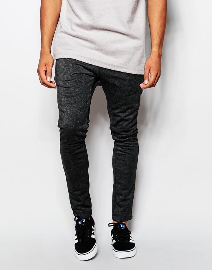 Asos Super Skinny Joggers In Marl Fabric - Charcoal Marl