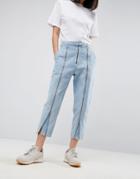 Asos White Ovoid Jean With Zip Detail In Bleach Wash - Blue