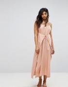 Zulu & Zephyr Wrap Front Maxi Beach Dress-pink