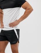 Asos 4505 Running Shorts With Side Stripe And Curve Hem In Black And White - Black
