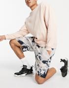 Mennace Set Jersey Shorts In Beige And Navy Tie Dye-neutral