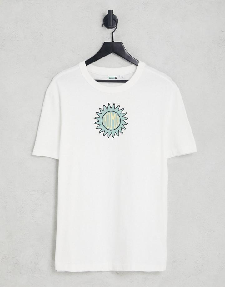 Puma Downtown Logo T-shirt In White And Green