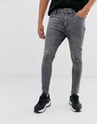 Bershka Join Life Super Skinny Jeans In Gray Wash - Gray