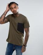 Another Influence Color Block Panel T-shirt - Green