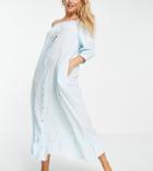 Y.a.s Exclusive Sleep Dress With Ruffle Hem In Blue-pink