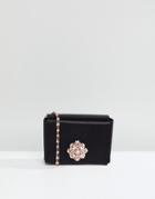 Ted Baker Satin Box Bag With Embellished Brooch - Black