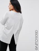 Asos Curve Oversized Top With Split Back - Gray
