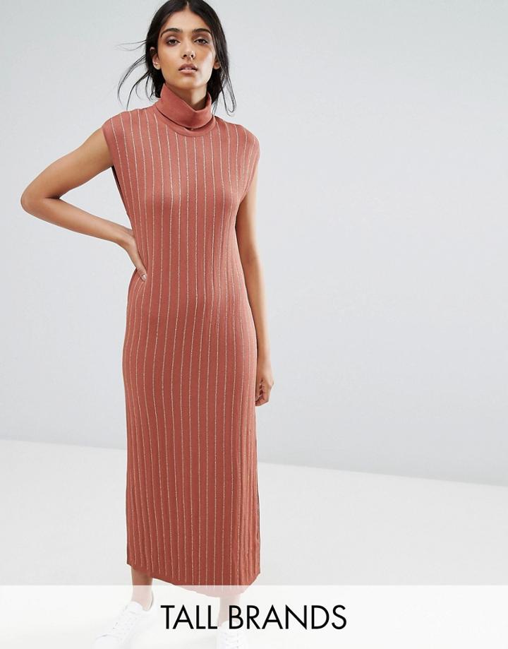 Adpt Tall Fiesta Knit High Neck Maxi Dress - Copper