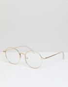 Quay Australia I See You Round Clear Lens Glasses - Gold