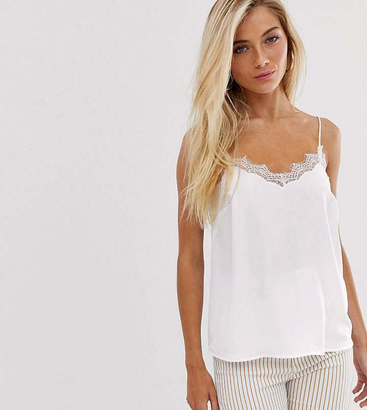 New Look Lace Edge Cami In White
