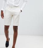 Farah Skinny Wedding Suit Shorts In Linen - Stone