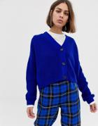 Collusion Boxy Cropped Cardigan - Blue