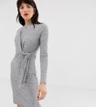 River Island Dress With Knot Front In Gray - Gray