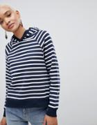 Selected Striped Over Head Hoodie - Navy