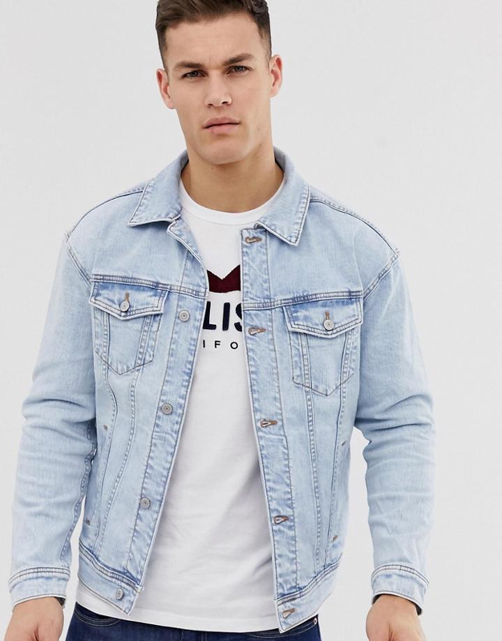 Hollister Denim Trucker Jacket In Super Light Wash - Blue