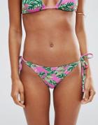 Asos Mix And Match Hot Tropic Print Tie Side Brazilian Bikini Bottom - Hot Tropic
