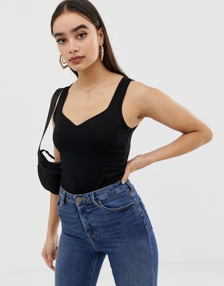 Asos Design Sweetheart Tank In Black - Black