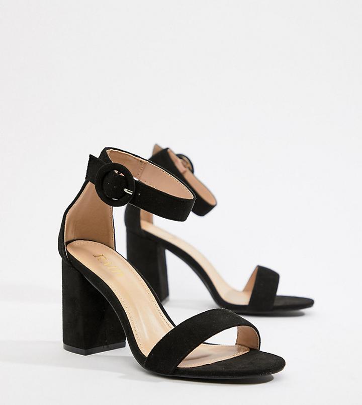 Raid Wide Fit Genna Black Block Heeled Sandals - Black