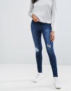 Pieces Rika Skin Tight Raw Ankle Jeans - Blue