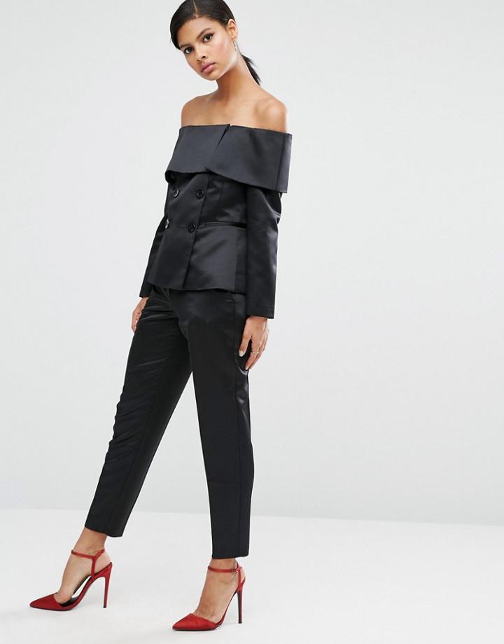 Asos Glam Satin Slim Leg Pants - Black