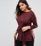New Look Curve Tie Front Sweater - Red