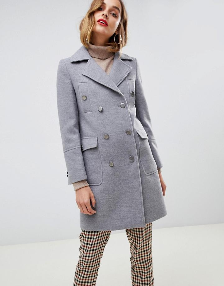 Gianni Feraud Military Coat With Gold Buttons - Gray