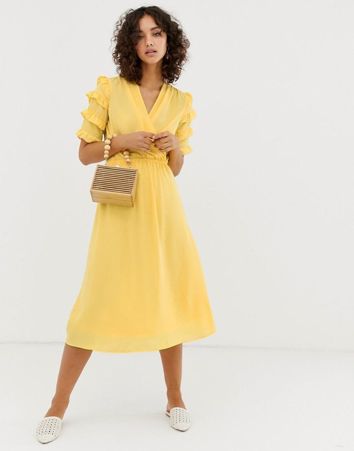 Vero Moda Aware Micro Ruffle Sleeve Midi Dress
