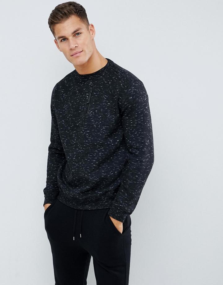 Brave Soul Crew Neck Fleck Pocket Zip Sweat - Gray