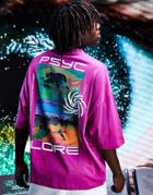 Asos Design Oversized T-shirt In Purple With Graphic Back Print