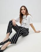 Monki Straight Leg Striped Pants - Black