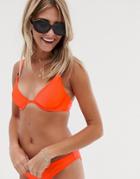 New Look Underwire Bikini Top In Bright Orange - Orange