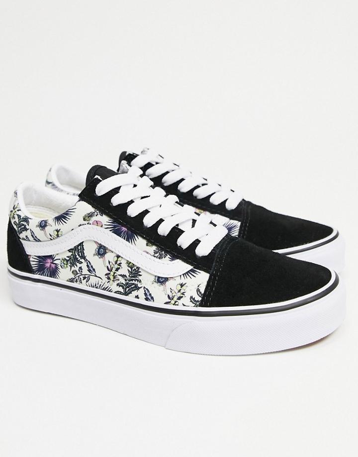 Vans Old Skool Paradise Floral Sneakers In Black/blue