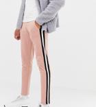 Asos Design Tall Retro Track Skinny Joggers With Side Stripe In Pink - Pink