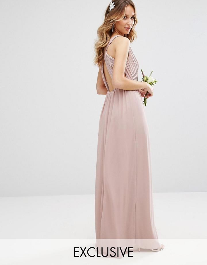 Tfnc Wedding Pleated Maxi Dress With Back Detail - Pink