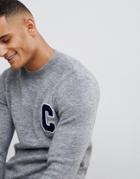New Look Collegiate Sweater With Crew Neck In Gray - Gray