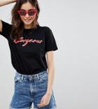 Asos Design Tall T-shirt With Gorgeous Print In Black - Black