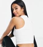 Asos 4505 Petite Icon Active Tank Top In Rib-white