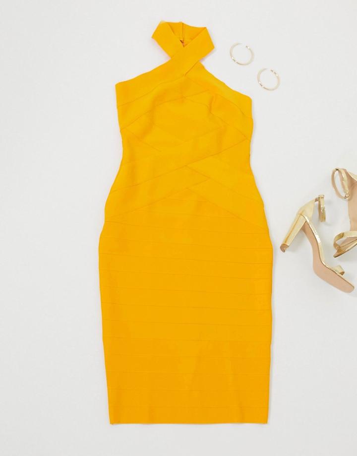 Lipsy Bandage Pencil Dress In Orange