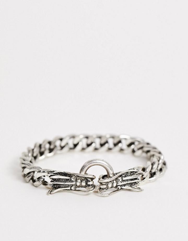 Reclaimed Vintage Inspired Chain Bracelet With Dragons In Silver Tone Exclusive To Asos