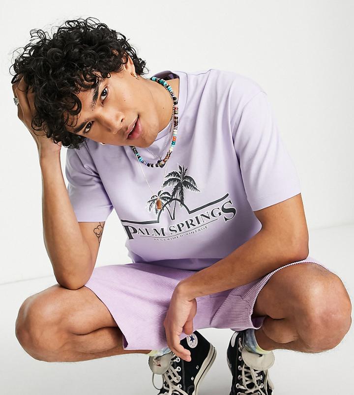 Reclaimed Vintage Inspired T-shirt With Palm Graphic In Lilac-purple