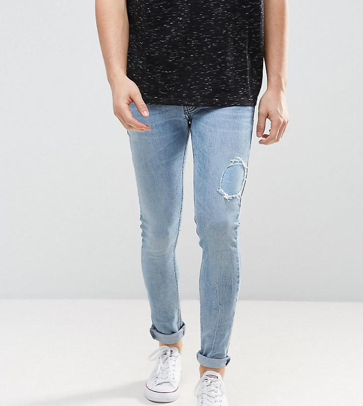 Just Junkies Super Skinny Jeans In Light Wash With Abrasions