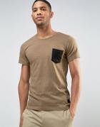 Casual Friday T-shirt With Patch Pocket - Beige