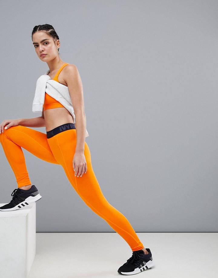 Ivy Park Active Logo Waistband Stitched Leggings In Orange - Orange