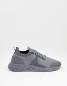 Pull & Bear Sneakers In Gray With Blue Contrast Laces-blues