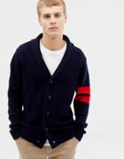 New Look Shawl Cardigan With Collegiate Detail In Navy - Navy